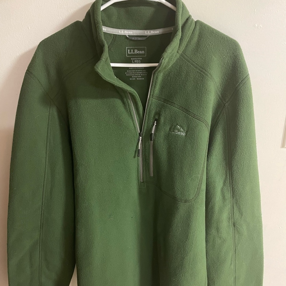 LL BEAN olive green men’s quarter zip pullover size L